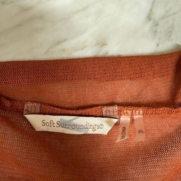 Soft Surroundings open cardigan rust spice Roll Tab thin knit asymmetrical sz XL - Picture 4 of 7